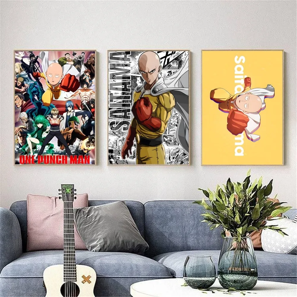 One Punch Man Saitama Anime Poster HD art sticky wall waterproof home living room bedroom bar aesthetic decoration