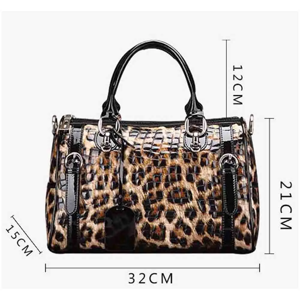 Motingsome Retro Leopard Print Women Bagf Genuine Leather Luxury Shoulder Handbags and Purses Large Boston Tote 2022 Winter New