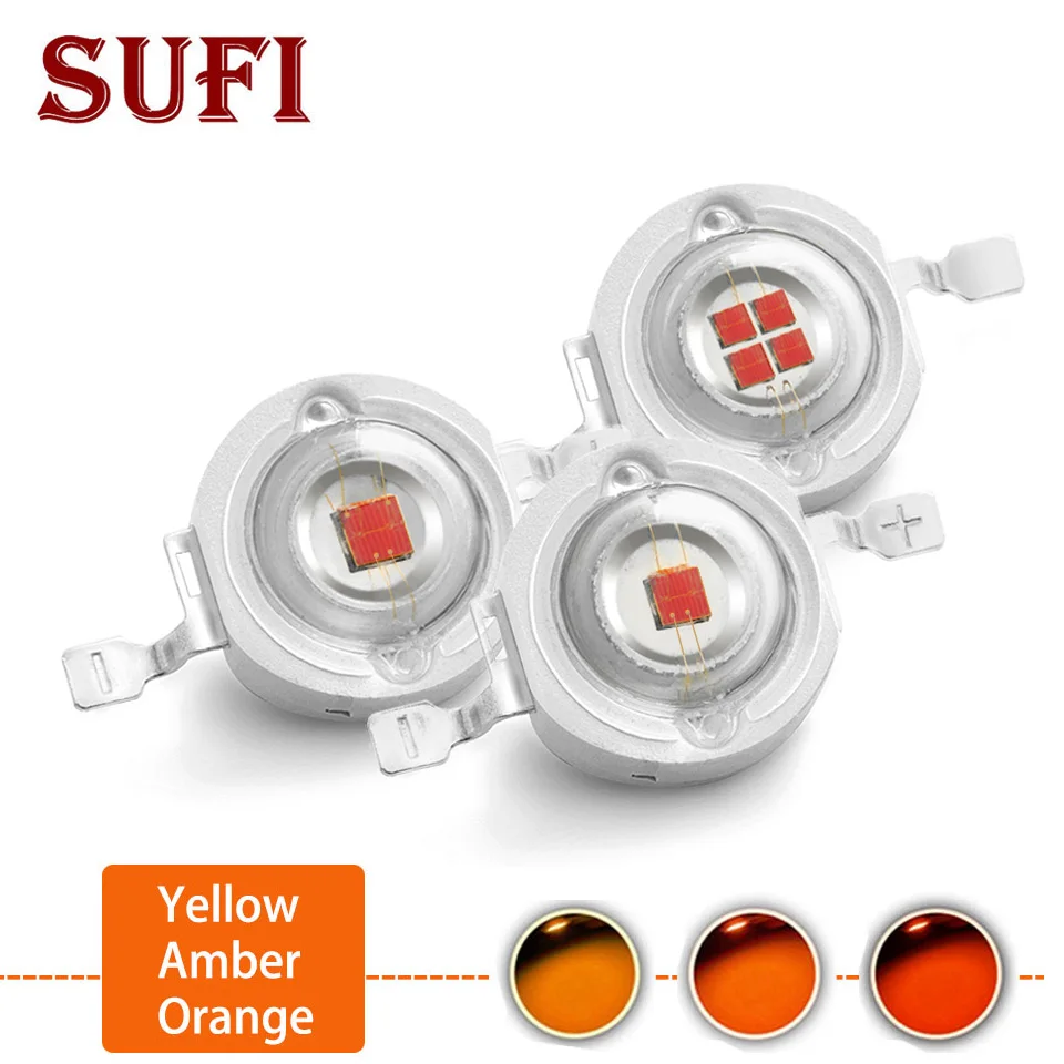 LED Beads 3W 5W Yellow Amber Orange 590-595nm 600-605nm 595-600nm Spotlight Downlight Chip Lmitation Lumen Light Source Bulb