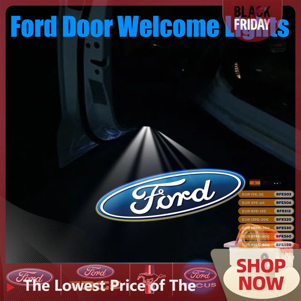 2pcs LED Car Logo Door Welcome Light Laser Projector Lamp Decoration For Ford CHIA-X 2007-2013 S-MAX 2007-2008 Accessories Valve - view 5