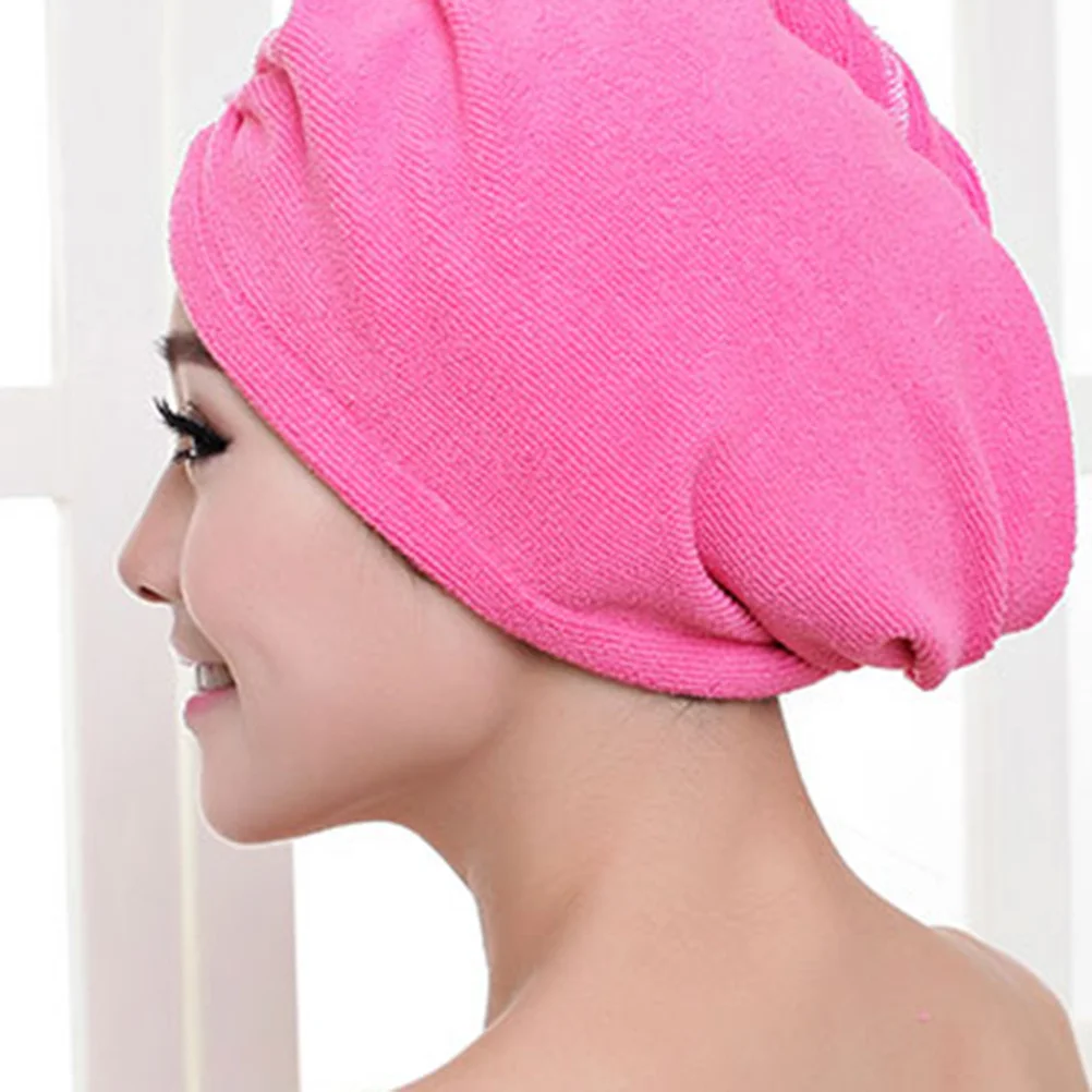 غطاء سميك من الألياف الدقيقة لتجفيف الشعر، غلاف سريع الامتصاص للشعر الطويل، سريع الجفاف، مريح، خفيف الوزن، قبعة تجفيف الشعر باللون الأحمر الوردي
