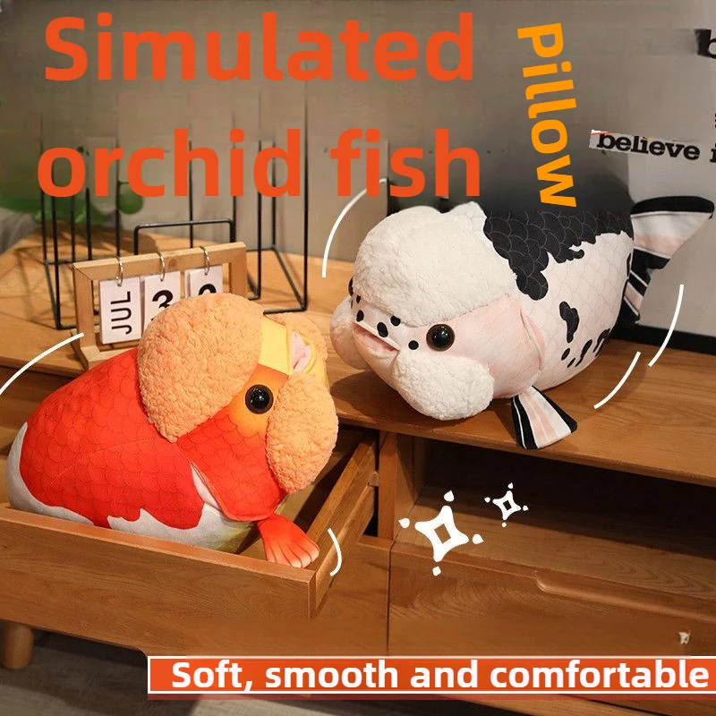 

Simulated Ranchu Goldfish Pillow,Symbolizing Surplus Every Year Koi Cushion,Plush Decoration for Home Sofas and Bay Windows
