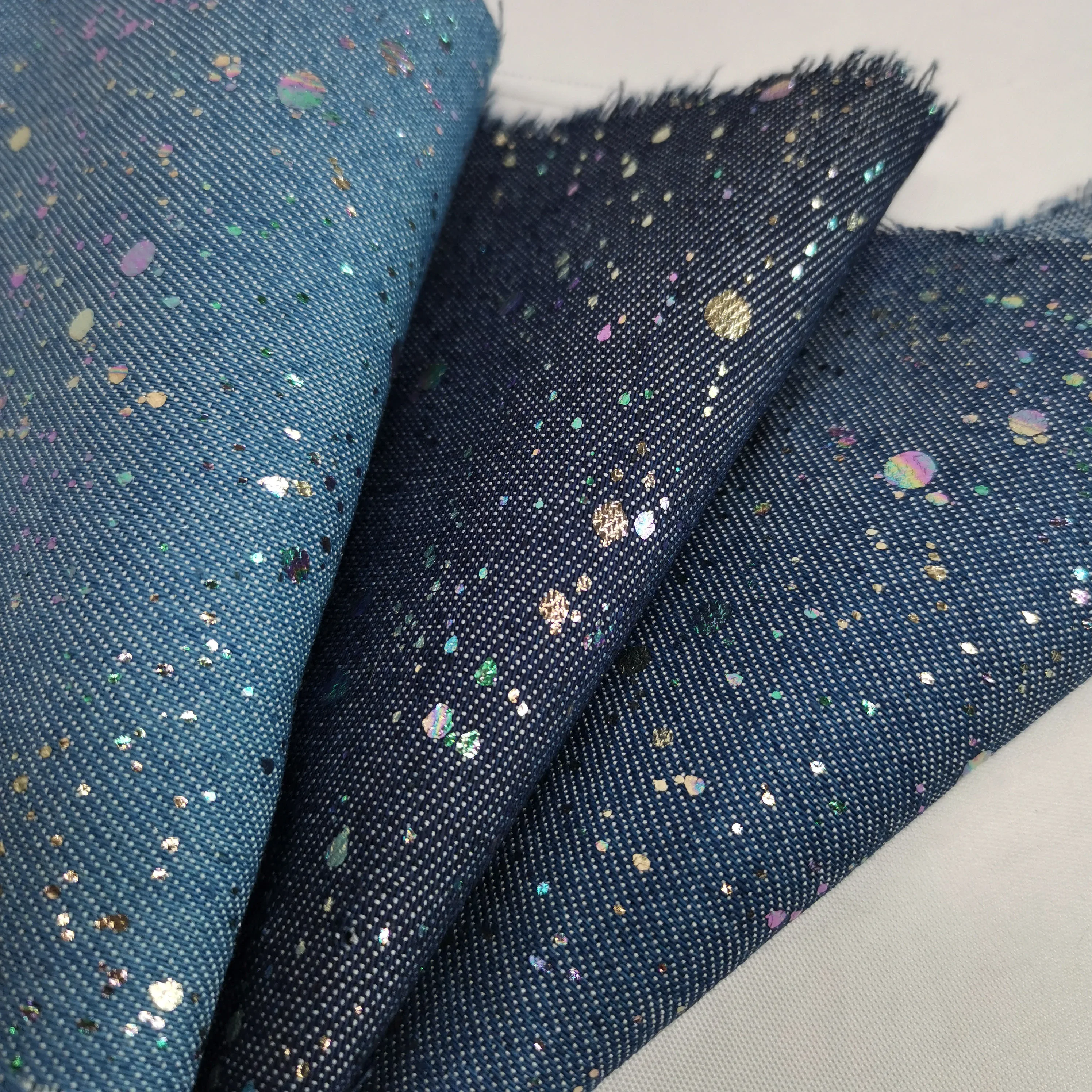 Denim Jean Cotton Fabric Colorful Dots Bronzed Shirt Patches Denim For Bag Shoe Trousers Craft And dress