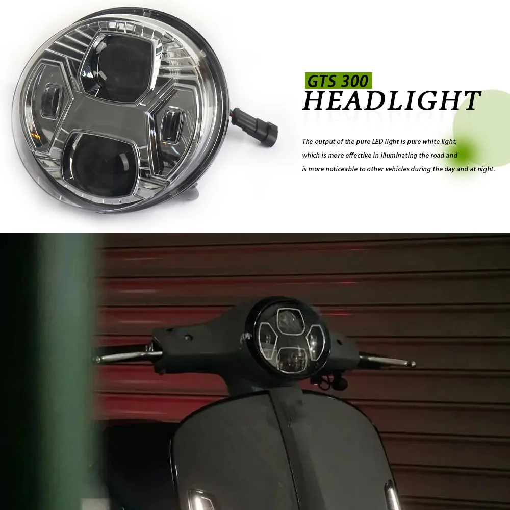 

Motorcycle Accessories Front LED Headlight Headlamp Head Light Fairing For Vespa GTS300 gts300 Gts 300 GTS 300