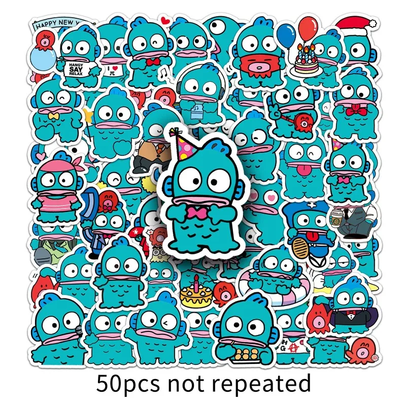 50 Pcs Cute Hangyodon Stickers for Luggage, Mobile Phone, Cosplay, and More