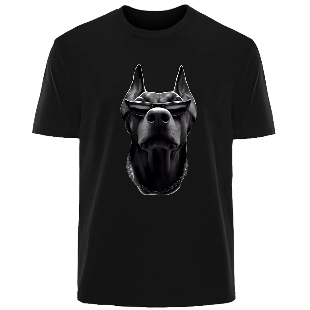 Handsome Doberman Print Summer High Quality Men\'s 100% Cotton Breathable T-Shirt Outdoor Casual Fashion Men\'s Street Wear