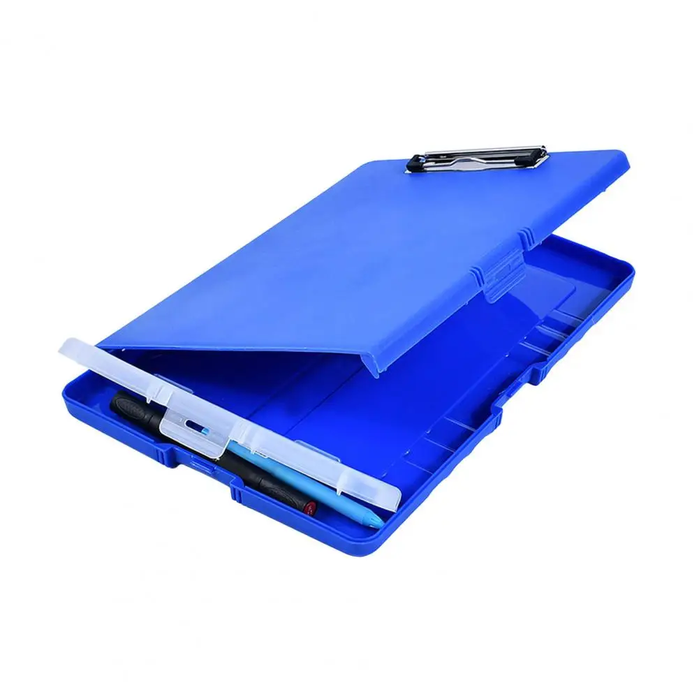 File Storage Box 3-in-1 File Folder Organizer with Lock Non-slip Clips Hanging Holes Clipboard Pencil Case Storage for Office