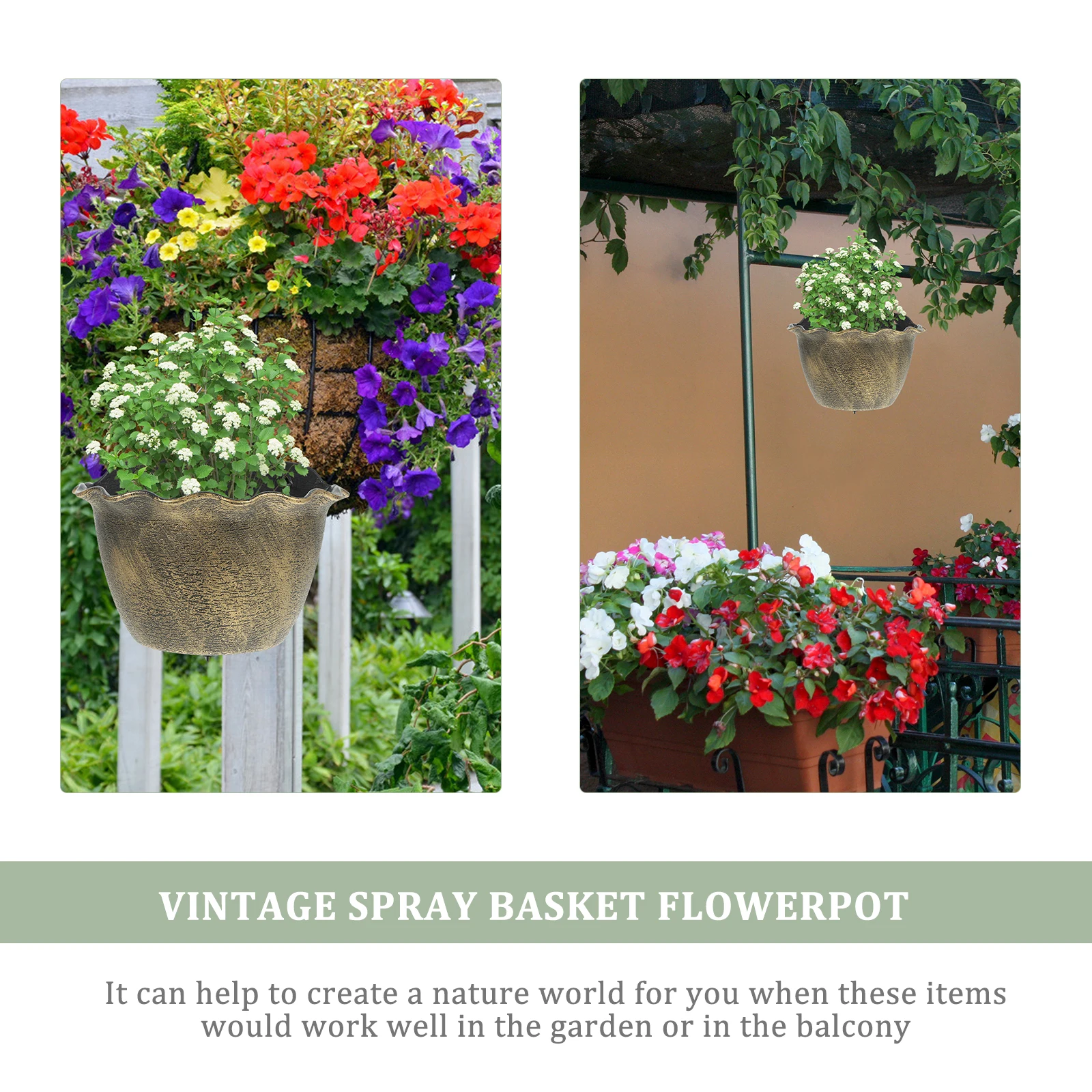 

Plant Pots Indoor Retro Spray Painted Hanging Basket Basin Wall Flowerpot Holder Holders Golden Planters