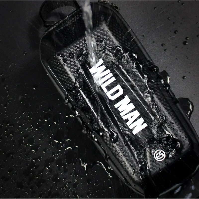 WILD MAN Hard Shell Bike Top Tube Bag Rainproof Front Frame Bicycle Bag Cycling Bag Accessories Capacity 1L