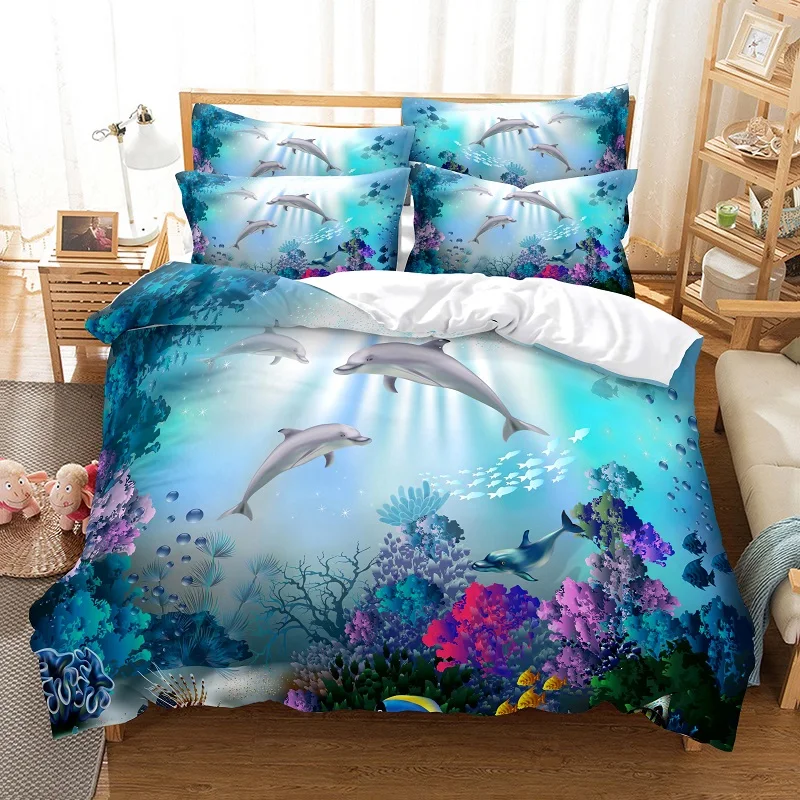 

Dolphin duvet cover 3D digital printing bed linen fashion design comforter cover bed linen set bed set set