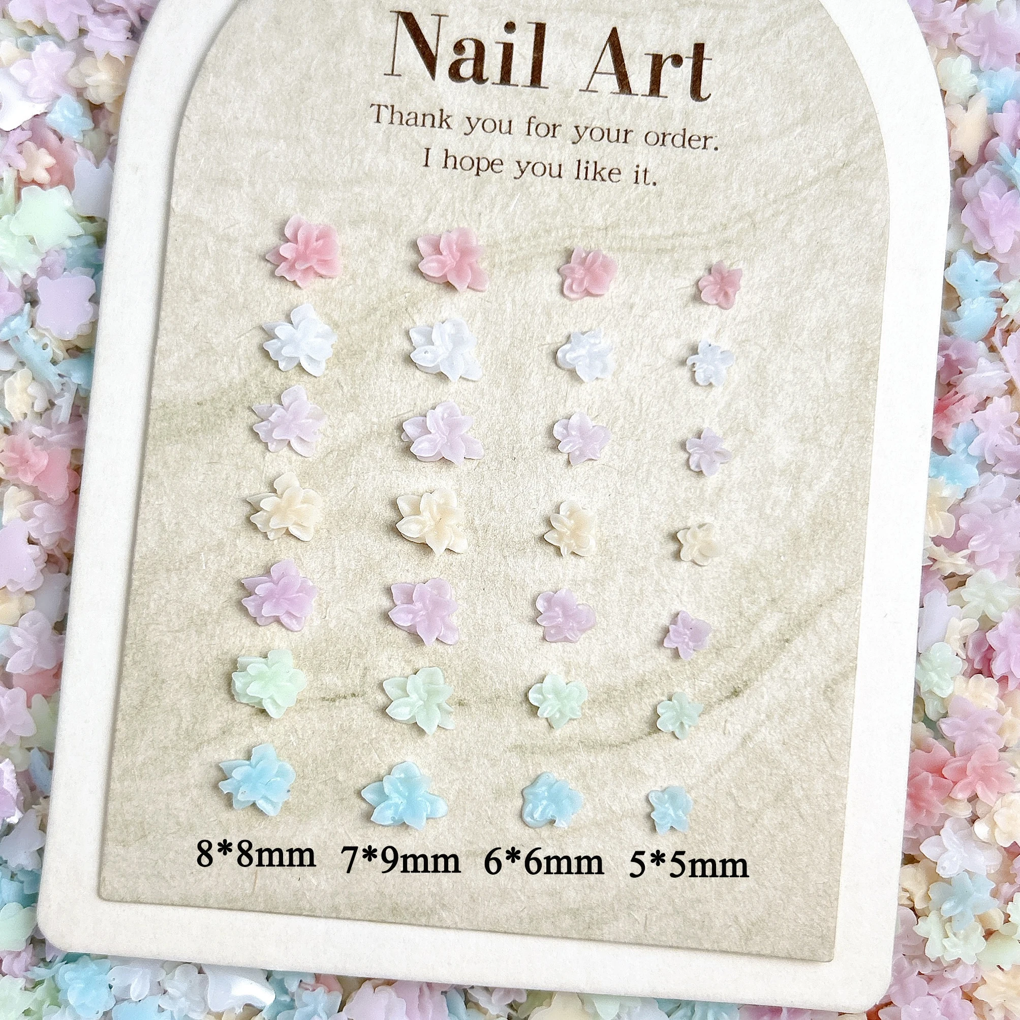 50PCS New Creative Irregular Flowers Resin Nail Charms Minimalist Sweet Colorful Blossoms Mixed Nail Art Decorations DIY Nails