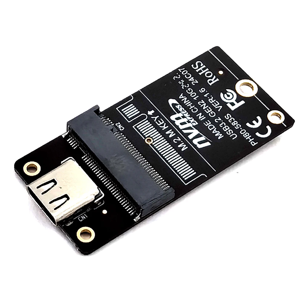 M.2 To Type-C SSD Enclosure Adapter NVME HDD Enclosure Interposer Board JMS583 Chip USB3.2 Support 2230 2242 2260 2280 Size SSD