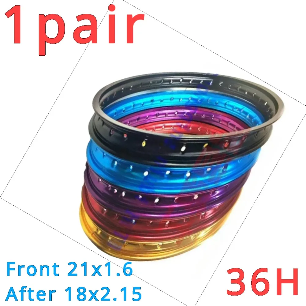 For Zongshen GY125-150 CQR250 Front 21x1.6 After 18x2.15 Off-road Vehicles Aluminum Alloy Wheel Rim Blue Red Yellow Black Green