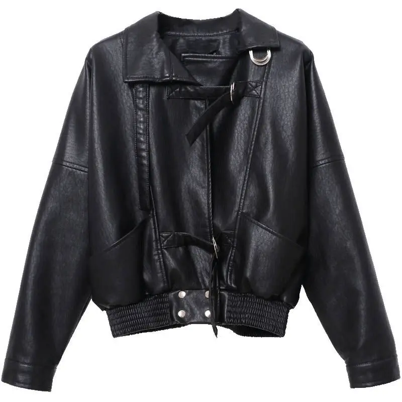 Or Bla Jaet in pelle da donna Casual Sle Primavera Autunno Nuova versione coreana Cappotto da donna ampio e adatto