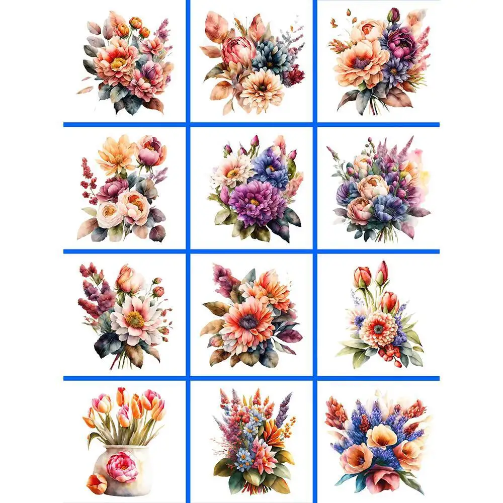 12PCS Diamant Malerei Pfingstrose Blume voller runder Stickerei Mosaik handgemachte Home Decor handgefertigt
