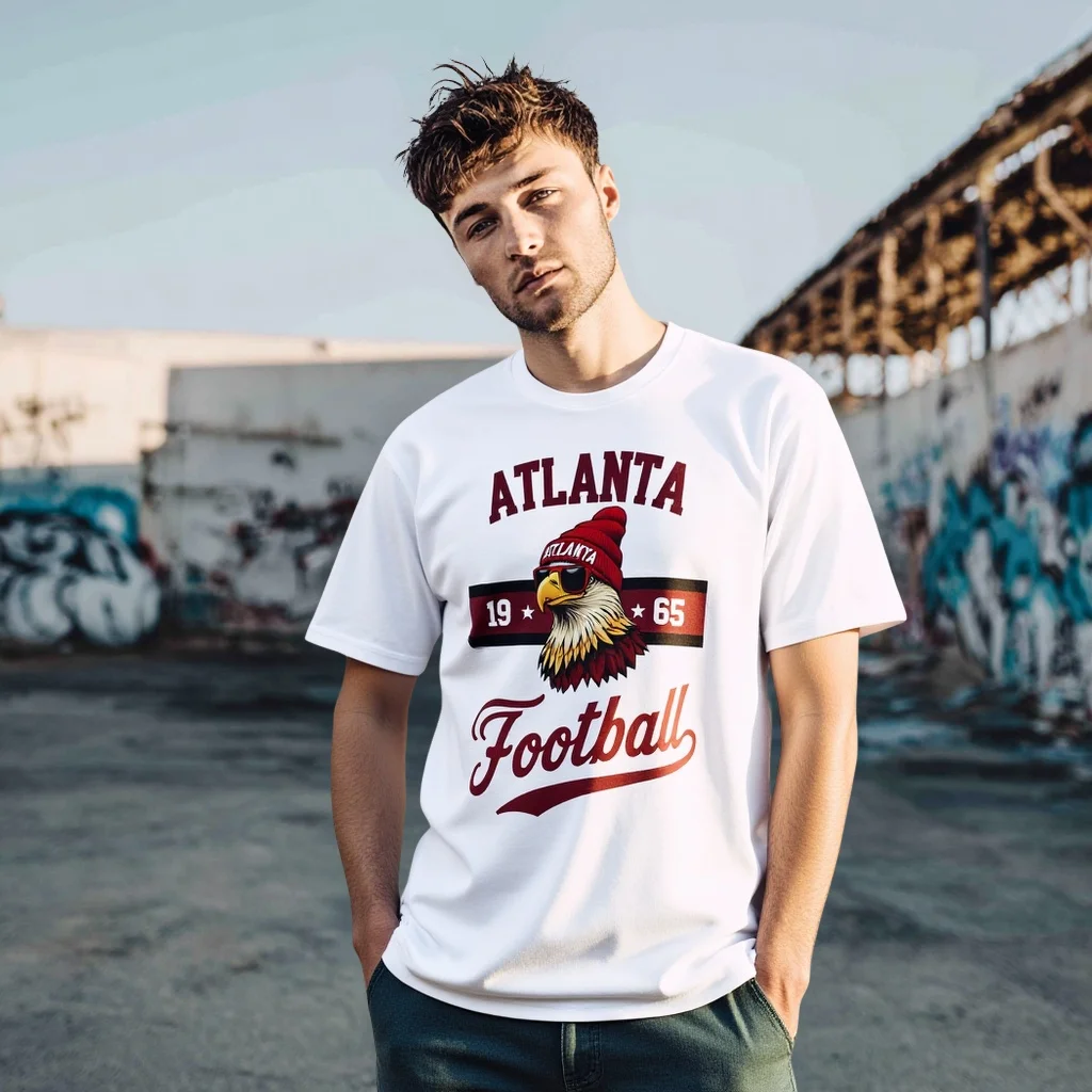 

Teevo Men's Casual T-Shirt Atlanta City Football Graphic Print Outdoor Sports Wear
