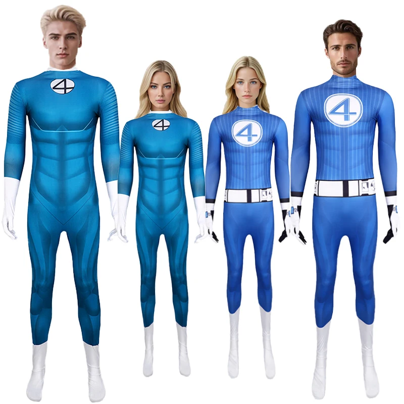 

Fantastic Four Cosplay Costume Jumpsuit Superhero Bodysuit Invisible Woman Men 2025 New Movie Role Play Halloween Party Clothing