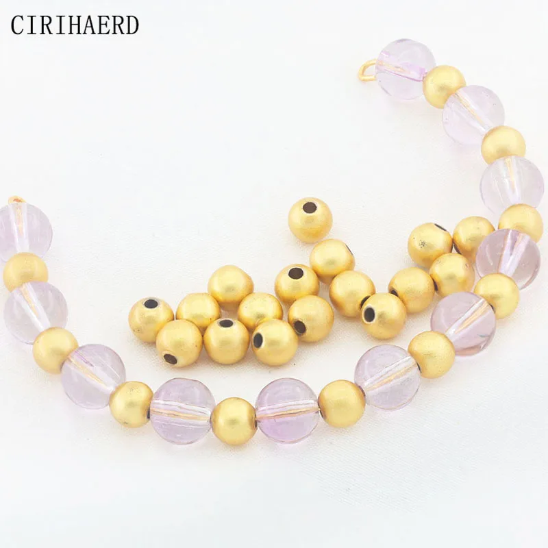 

20Pcs/lot Bead Supplies Ancient Gold Plated Brass Round Spacer Beads For Bracelet Jewelry Making Materials DIY Loose New Beads
