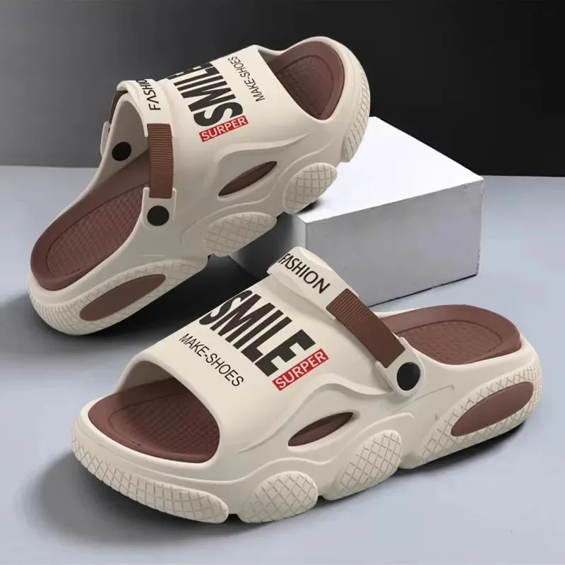 Sapato antiderrapante masculino, sapato casual de sola grossa, sandálias de praia, chinelos Baotou de sola macia, sandálias de praia, novo