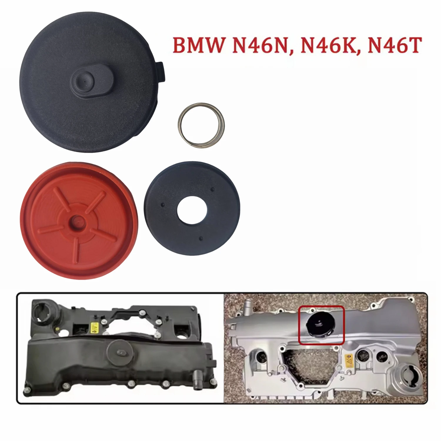 For BMW E81 E82 E87 E88 E90 E91 E92 E93 E60 X1 E84 X3 E83 Z4 E85 N46 B20 PCV Valve Cover Repair Kit Valve Cap With Membrane 1PCS - Image 2