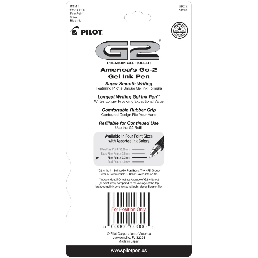 Retractable Gel Pens, Fine Point (0.7 mm), Blue Ink, 5 Count 588909355 image 5