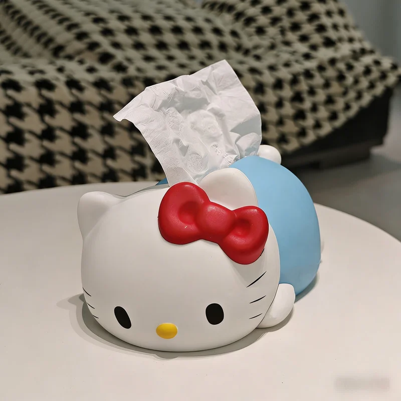 Boîte à mouchoirs Hello Kitty, joli dessin animé, support de rangement pour serviettes en papier, ornement décoratif pour salon, chambre à coucher, maison, table