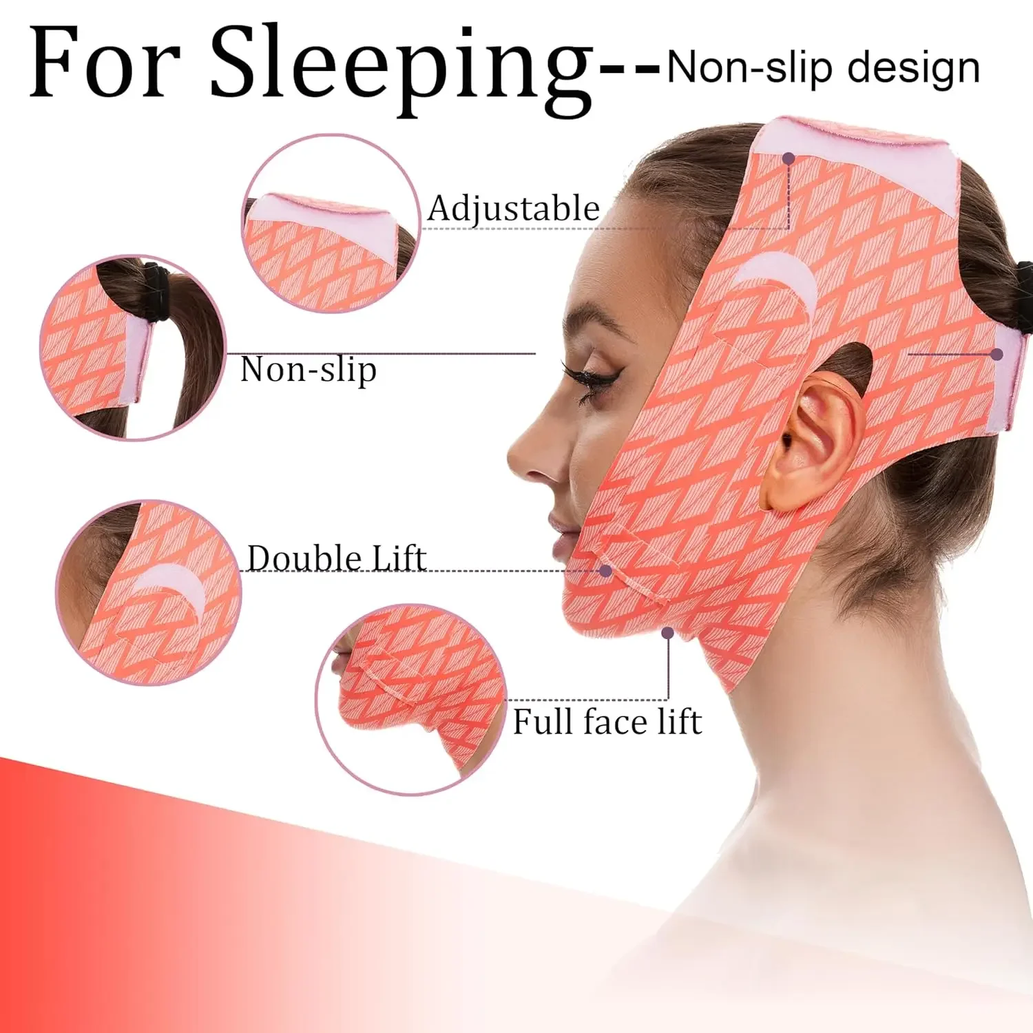 V-lijnmasker Kinband Voorkom doorzakken V-vormige gezichtsriem Kinband voor slapende vrouwen Kaaktrainer