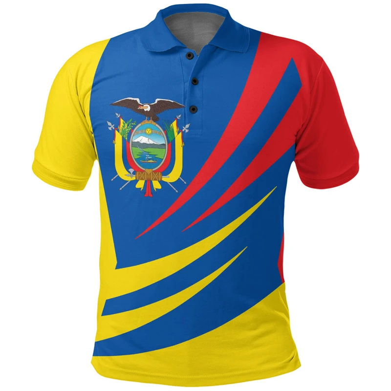 Ecuador Flag Map 3D Printed Polo Shirts For Men Clothes Ecuadorian Boy Short Sleeve Fashion Coat Of Arms POLO Shirt Jersey Tops #5