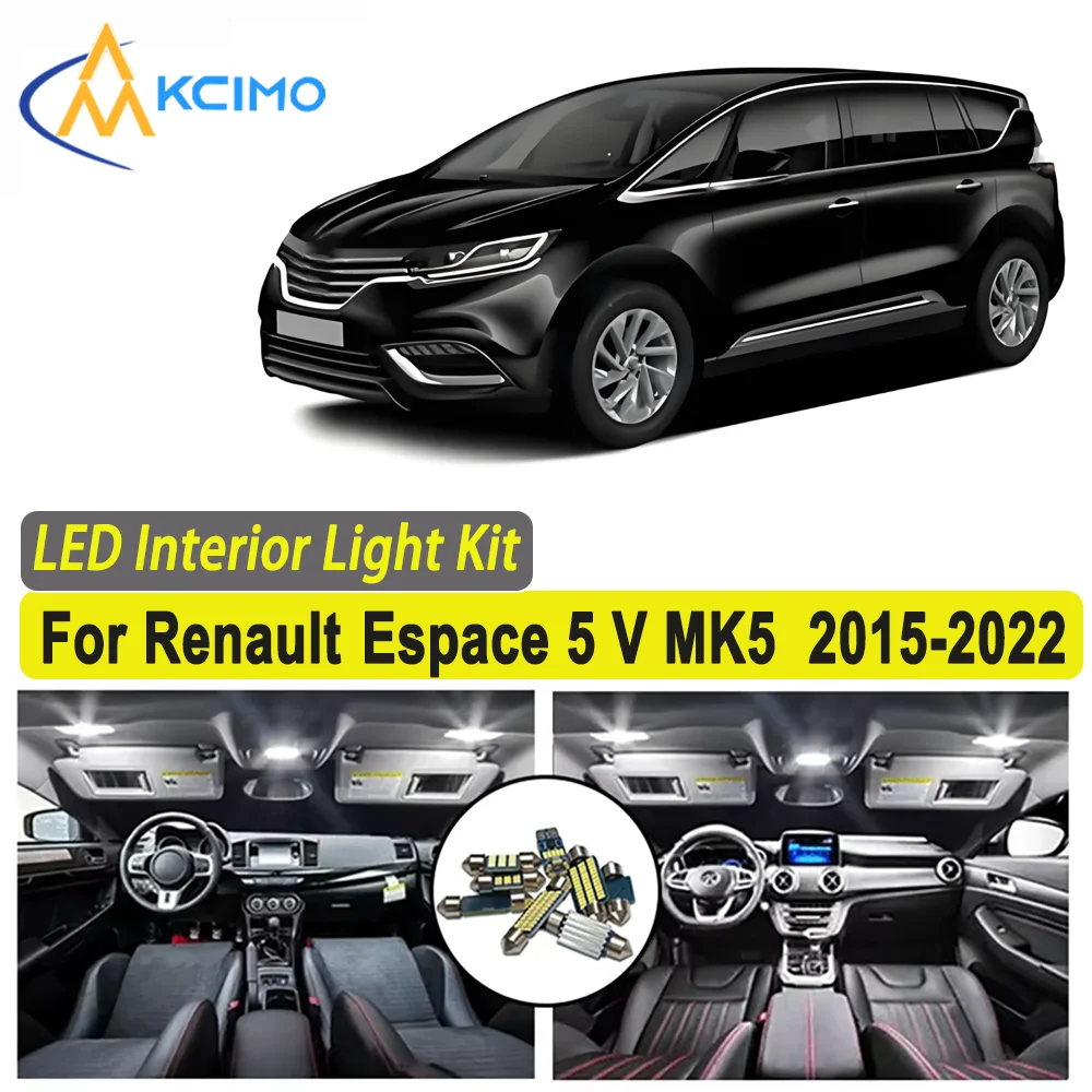 

Kcimo LED For Renault Espace 5 V MK5 2015-2022 Premium Bright LED Interior Dome Map Trunk Light Kit Car Led Lamps New Canbus Car