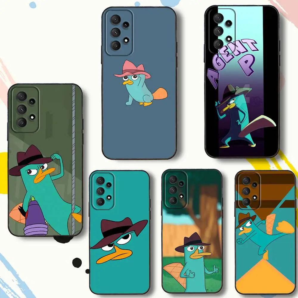 

P-Perry The P-Platypus-es Phone Case For Samsung Galaxy A 80,72,73,91,53,22,51,52,5G,Plus,J,Note Soft Black Cover