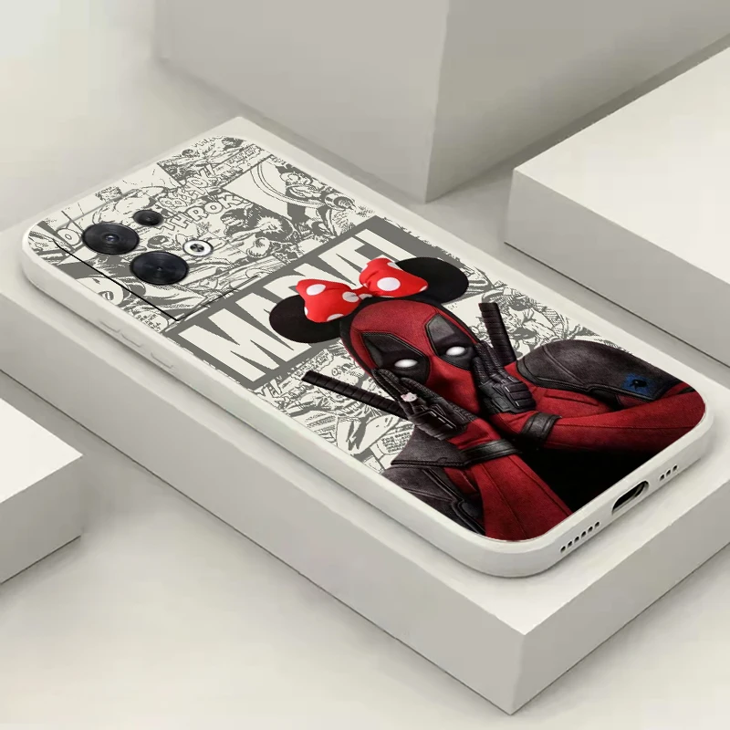جراب هاتف Marvel-Spiderman لـ OPPO ، قشرة سيليكون سائلة ، ديدبول كاركاسا ، A97 ، A94 ، A93 ، A92 ، A91 ، A74 ، A55 ، A54 ، 5G ، A16 ، A16S