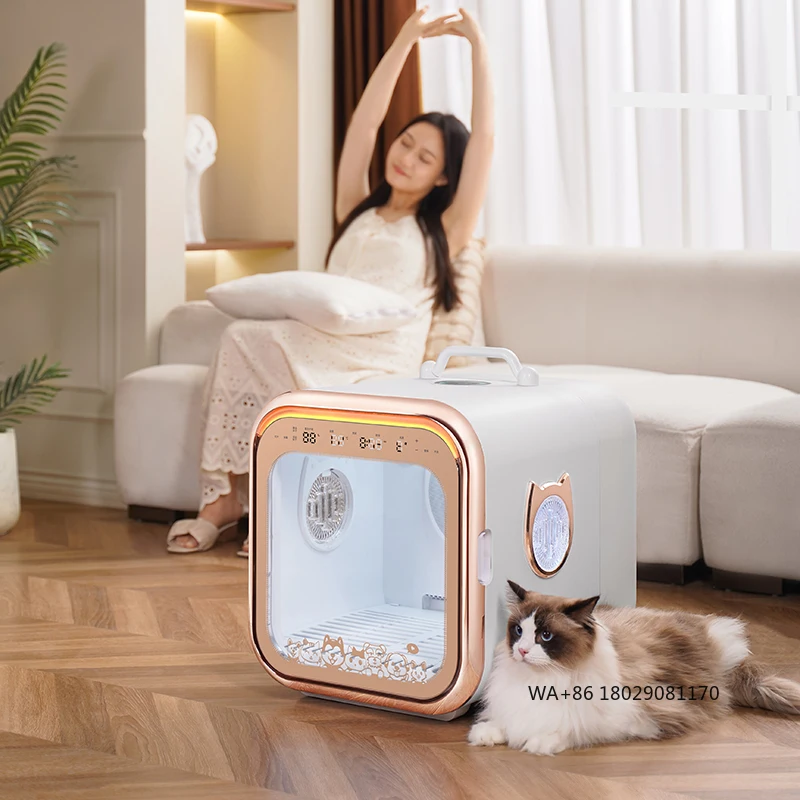 

Автоматический фен для кошек и собак с низким уровнем шума, умный контроль температуры, изготовленный из пластика, 67 л, интеллектуальный квадратный дизайн, фен для домашних животных