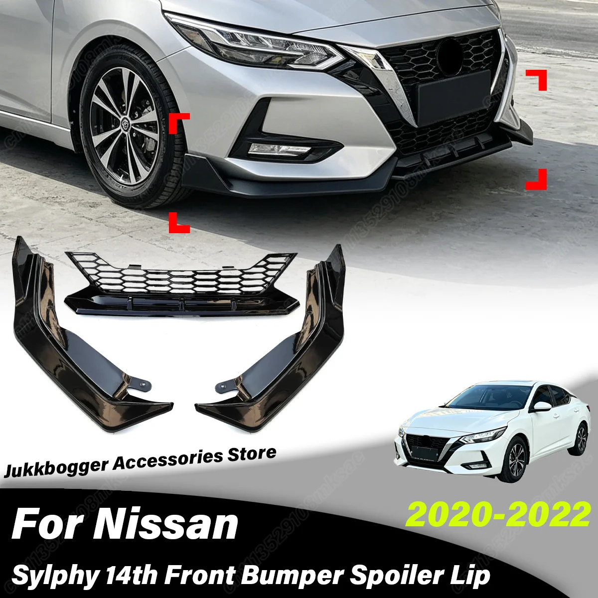 

For Nissan Sylphy 14th Generation 2020 2021 2022 Automobile Front Bumper Spoiler Lip Splitter Lip Decoration Accessories Kit
