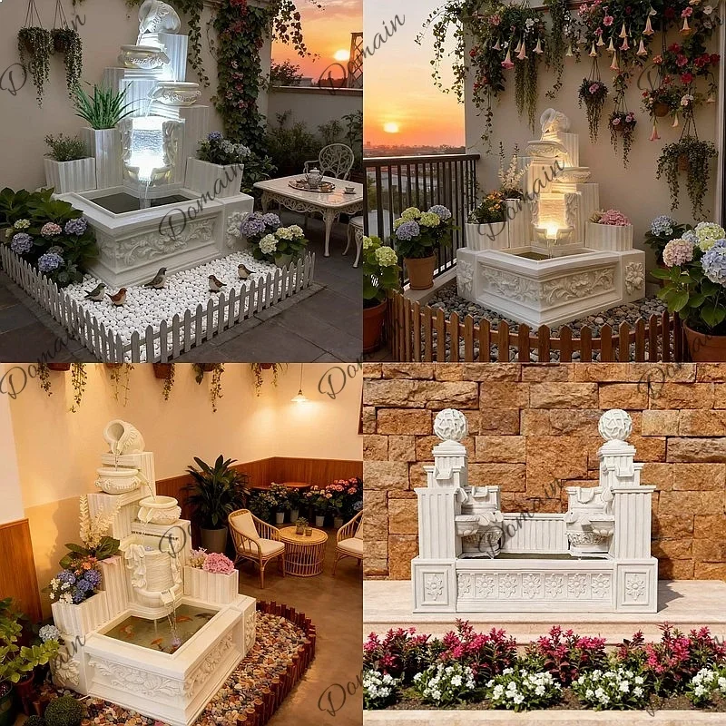 Uu European Style Corner Fish Pond Fountain Waterfall Decor For Garden Courtyard Balcony Villa Landscape