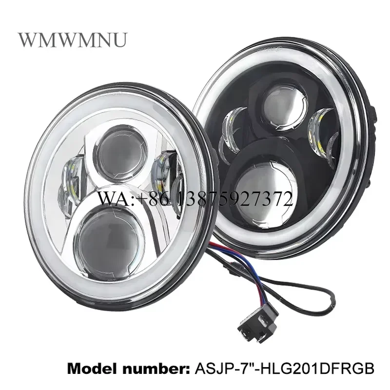 Wmwmnu 7inch Round High Low Beam Headlight with RGB Halo for Accessories 60W Driving Light with Halo Ring