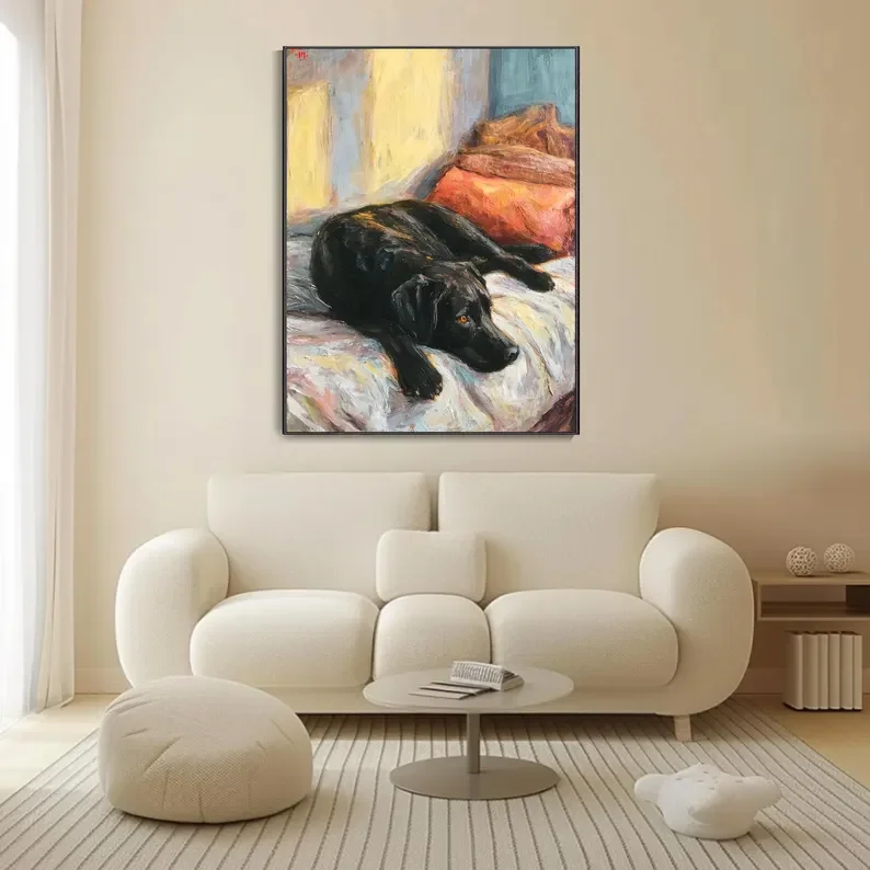 Labrador Pet Dog Canvas Oil Painting Wall Decoration Memorial Art Custom Modern Realist Hand-Painted