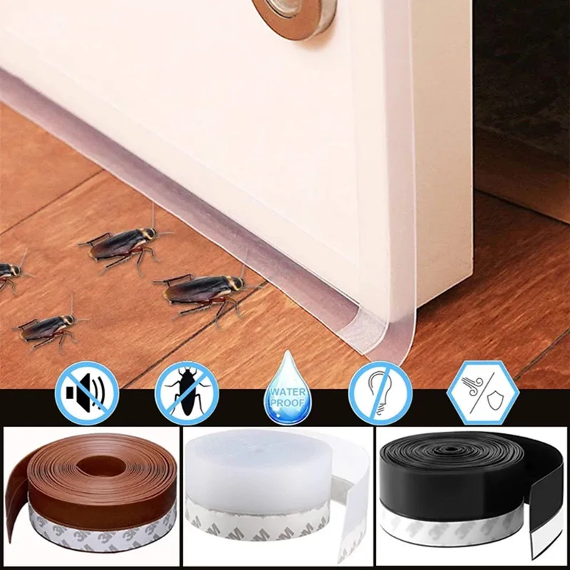 

5M Door Bottom Seal Strip Weather Window Rubber Seal Weatherstrip Windproof Dust Self Adhesive Door Windshield Sealing Tape