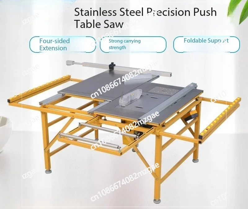 Compact Folding Saw Table with Dust-Free Sliding Table System, Multi-Function Woodworking Table Saw & Precision Push