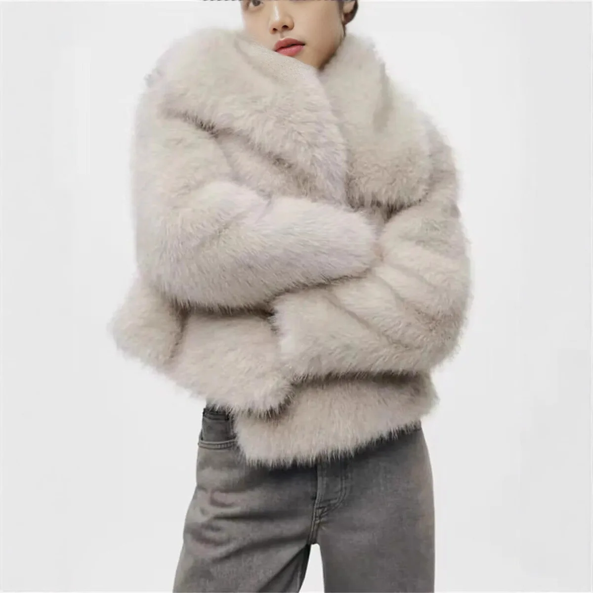 

Women's fur coat short style fashion imitation fox hair whole fur coat autumn winter new casual lady jacket 2026