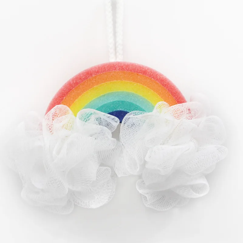 Ins Cute Sponge Rainbow Double Flower Shower Balls Ice Cream Cake Bath Balls Massage Rubbing Foaming Cleansing Bathroom Products