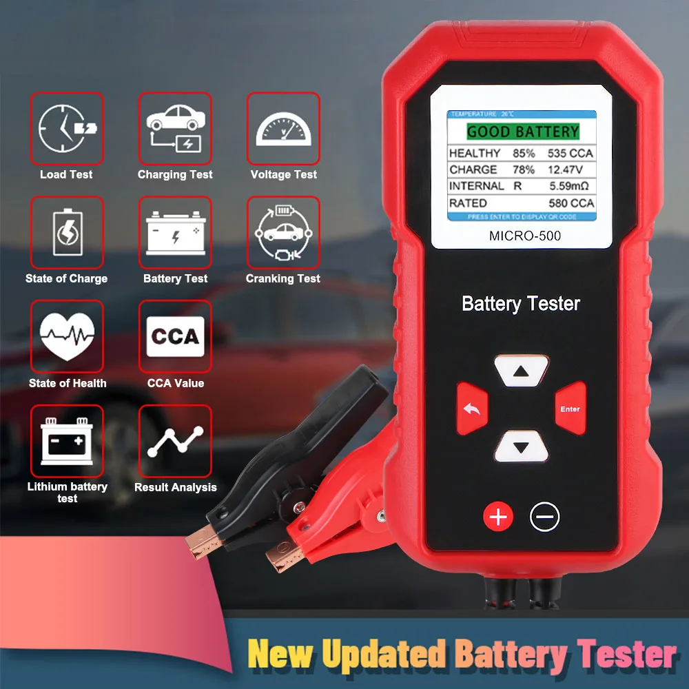 12V For Motorcycle Truck SUV Repair Tools Portable Micro-500 Multifunctional Car Battery Tester Battery Capacity Tester