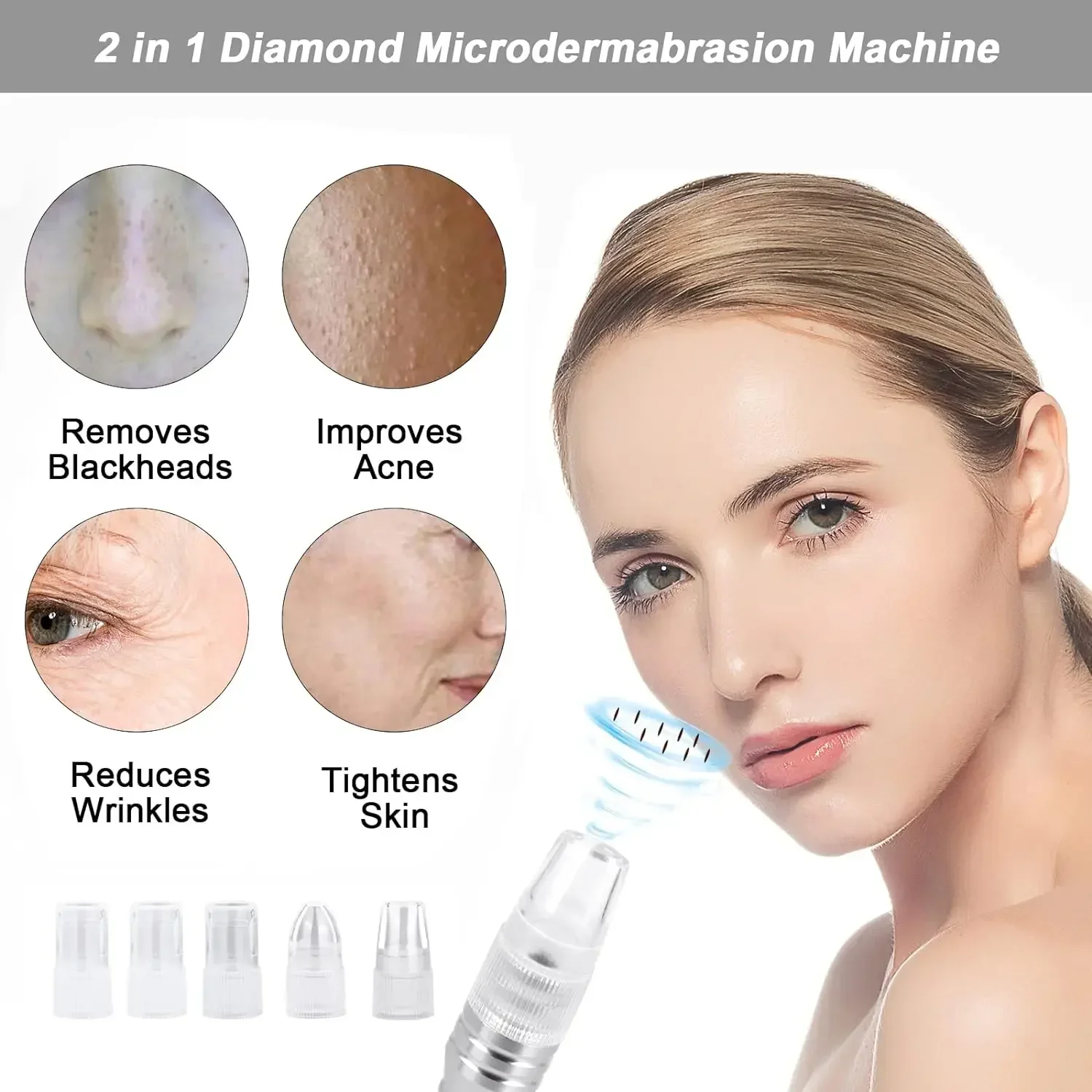 3 in1 Diamond Microdermabrasion Machine เครื่อง Dermabrasion ใบหน้าแบบมืออาชีพสําหรับการดูแลผิว กําจัดสิวหัวดํา