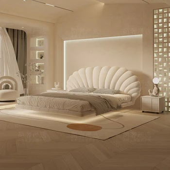 여아용 예쁜 모던 더블 침대, 프렌치 스타일, 가벼운 럭셔리 침대, 공주 침대, 카마 박스, 캐쥬얼 침실 가구 여왕 