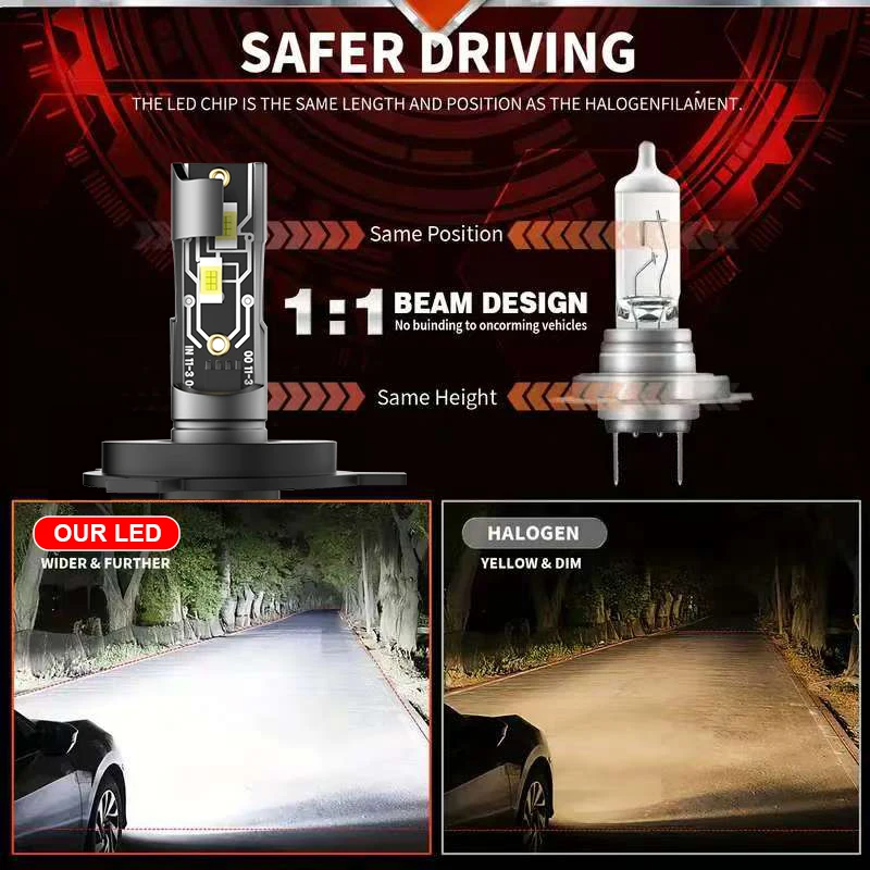 NOCK H4 H7 H1 H11 LED Headlights Bulbs Canbus 75000LM 6500K High-Power CSP Chips Car LED Lights Auto Fog Lamp 12V 2PCS view 4