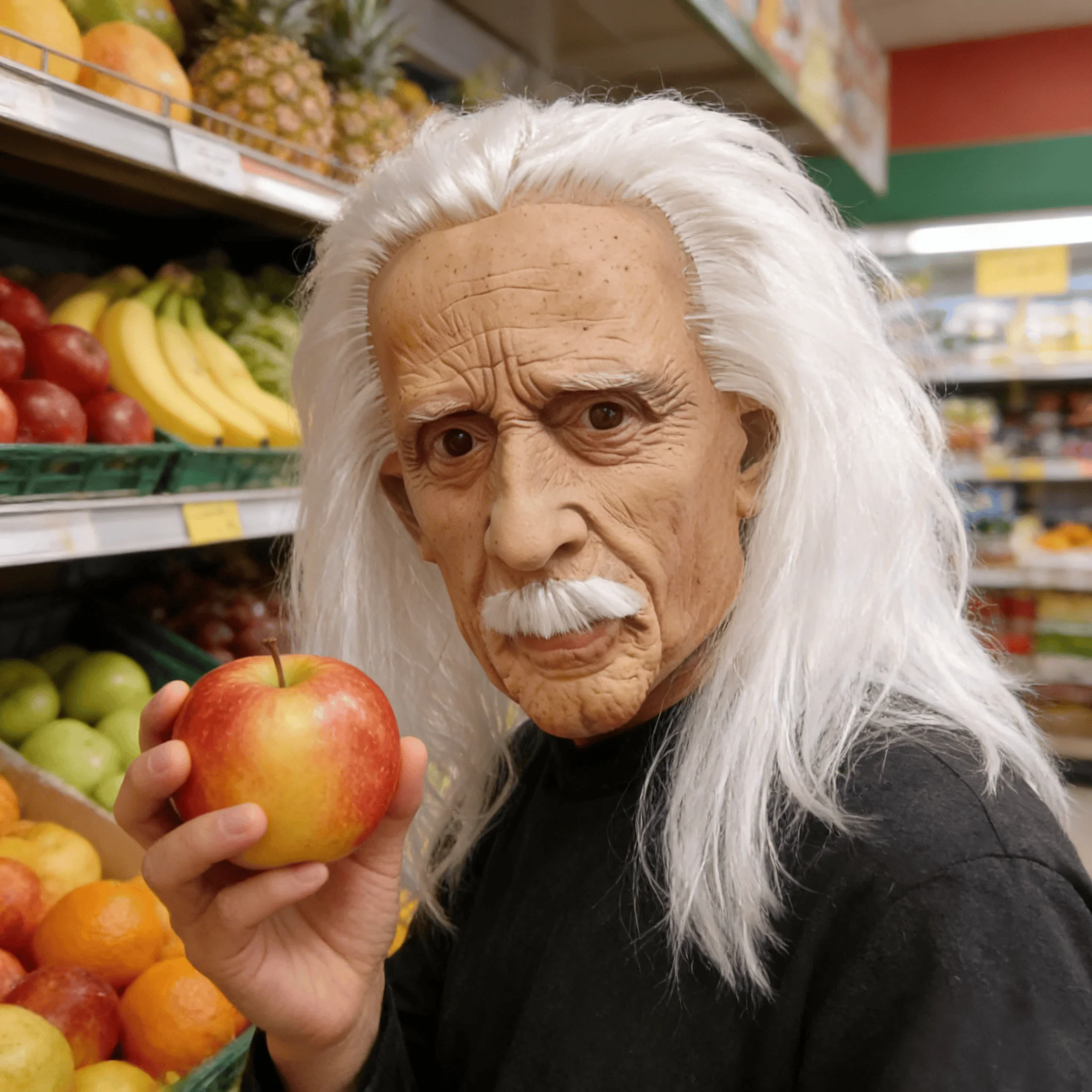 Máscara Realista Inspirada em Albert Einstein com Cabelos Brancos Longos, Máscara de Látex para Cabeça Inteira, Halloween, Cosplay, Festas Temáticas de Ciência