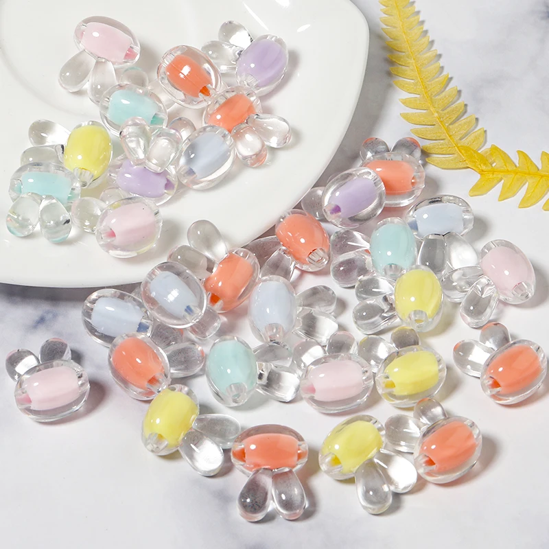 

20-50pcs Rabbit Head Acrylic Beads Cute Candy Color Loose Spacer Beads For DIY Jewelry Making Bracelet Necklace Phone Key Chain