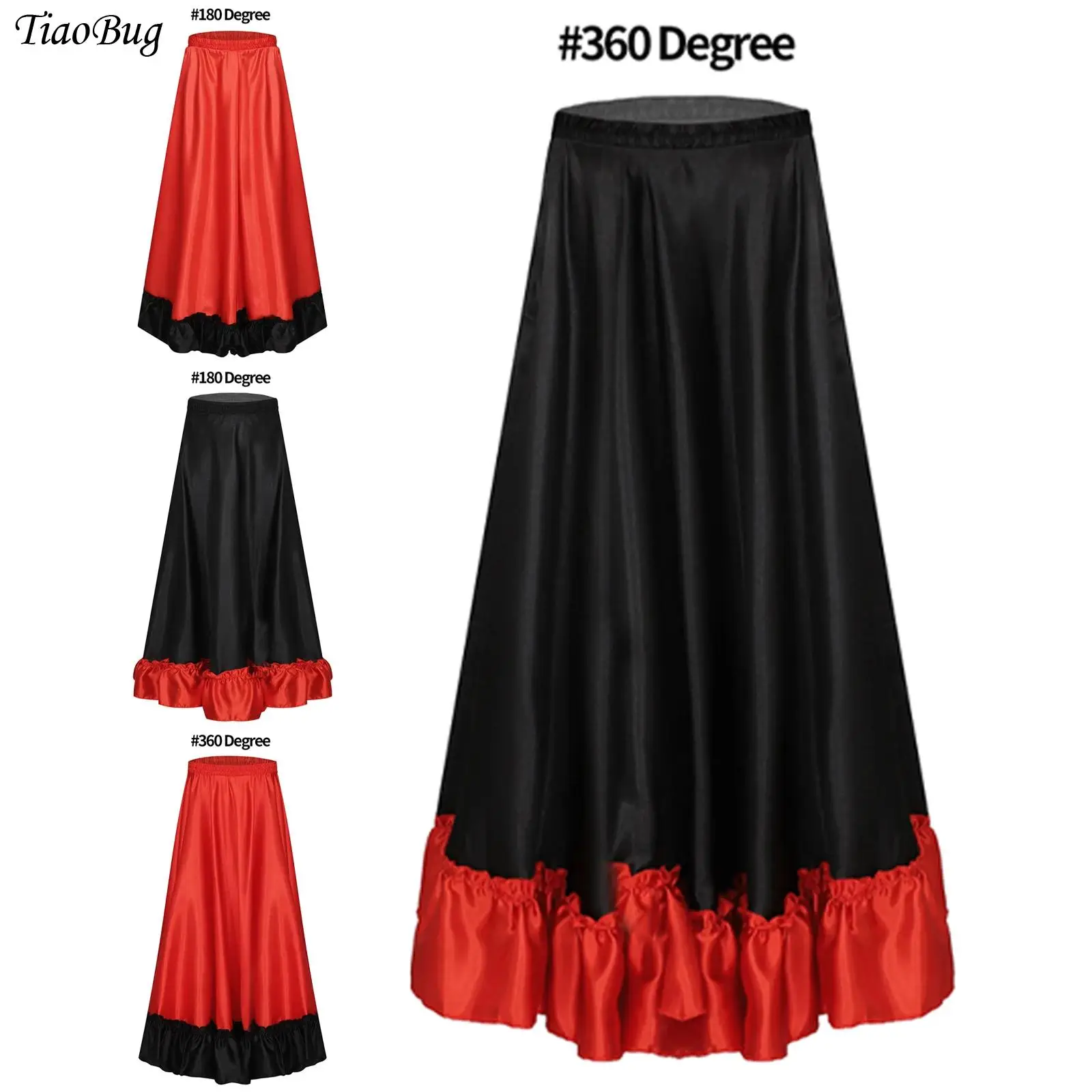 Vestido de flamenco largo para niñas, falda de baile de salón, falda de baile folclórico con gran vuelo, falda de carnaval para espectáculos de danza del vientre