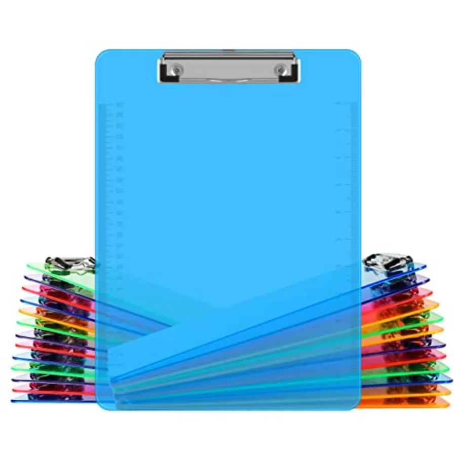 

Clipboards 25 Pack Plastic Office Clipboards Assorted Transparent Color Plastic Clip Letter
