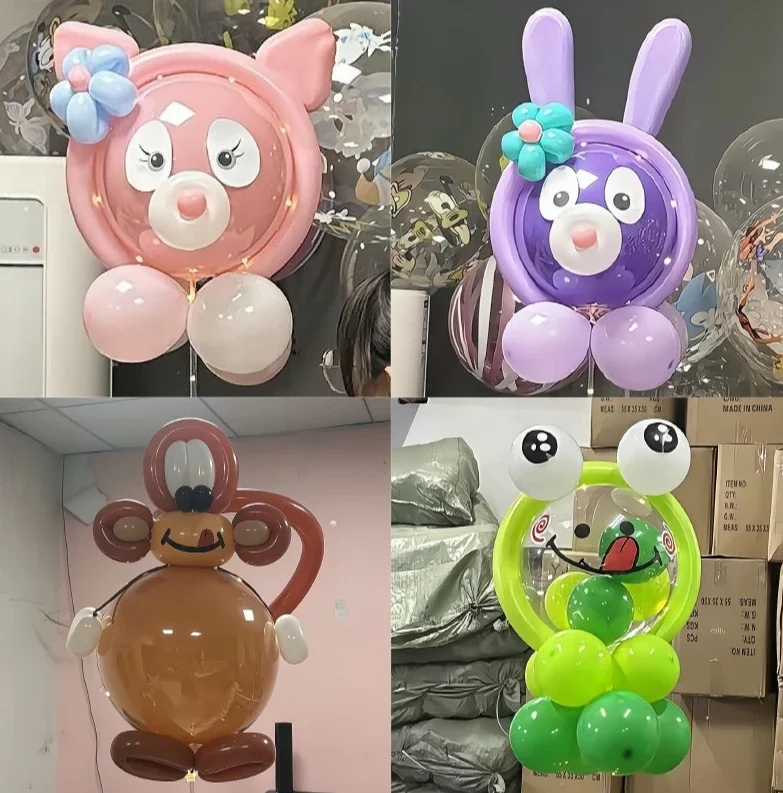 wholesale Night market stalls Net celebrity Cartoon children LED Bobo balloon transparent light with sticks