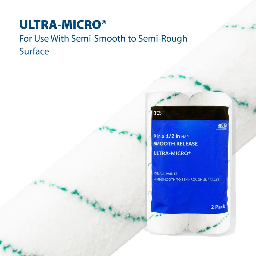 أغطية أسطوانية من الألياف الدقيقة للغاية مقاس 9 × 1/2 بوصة مكونة من قطعتين من أدوات توزيع الطلاء المتينة والمشروعات الداخلية ذات لمسة نهائية ناعمة